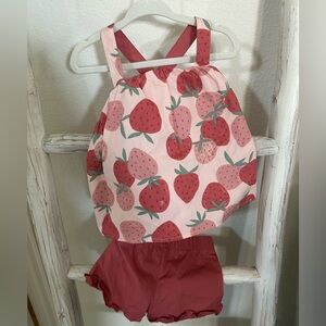 Carter's Pink Strawberry Print Kids Matching Set